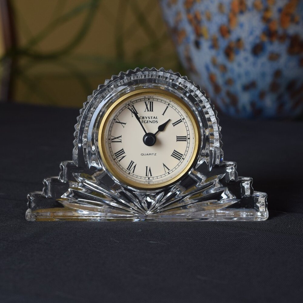 Godinger Crystal Legends 24+% Lead Crystal Clock, Vintage
